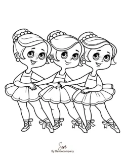 9 stk ballettegninger A5 inkl. 6 stk farveblyanter