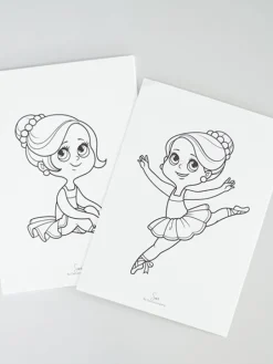 A5 balletkort til at farvelægge - 9 stk i en pakke