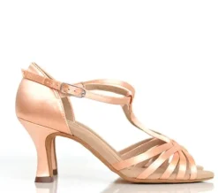 Anna Kern flesh satin dansesko med t- rem