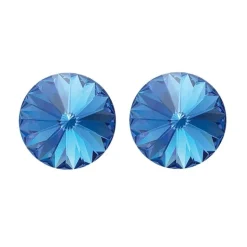 Blå ørestikker 14 mm rhinsten