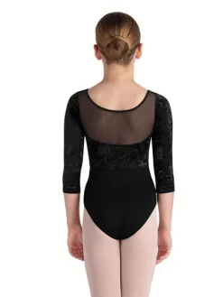 Bloch halvlang ærmet dragt i sort med mesh og velour