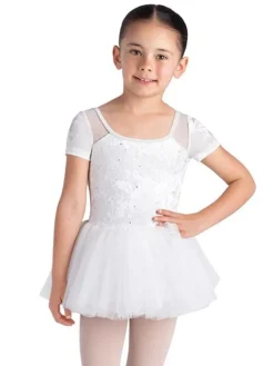 Bloch hvidt tutu med korte ærmer og velour