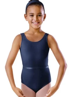 Bloch navy dragt m.bælte u. ærme til piger