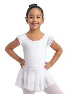 Capezio hvid dragt m. skørt og chiffon ærmer