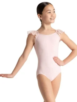 Capezio lyserød dragt med flæse ærmer til piger