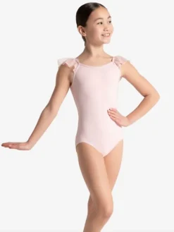 Capezio lyserød dragt med flæse ærmer til piger