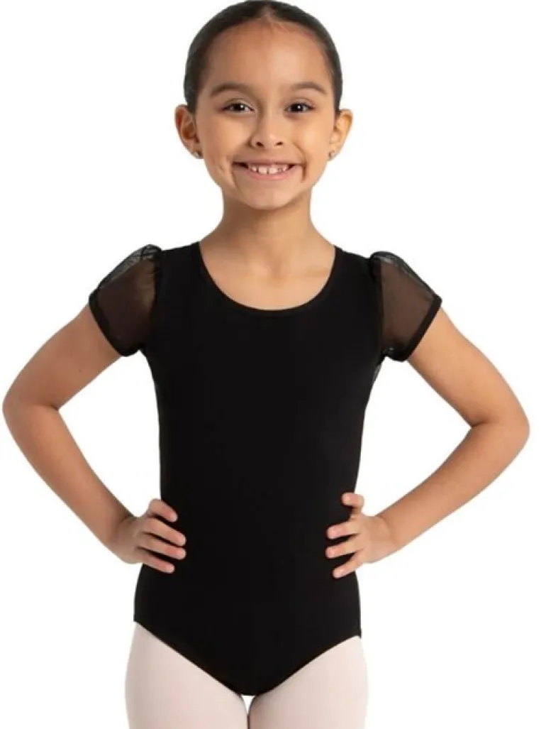 Capezio sort dragt med puf ærmer til piger