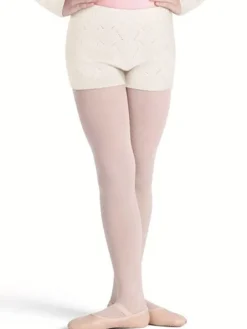 Cremefarvet bomulds strik shorts til piger Bloch