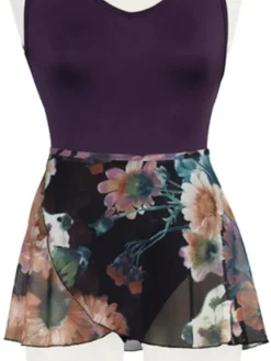 Flot sort balletskørt med blomster fra balletrosa