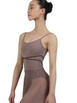 Grishko balletdragt i coffee med elastik kryds foran