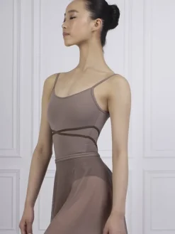 Grishko balletdragt i coffee med elastik kryds foran