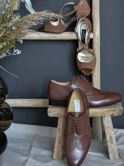 Herre dansesko cognac farvet skind Werner Kern