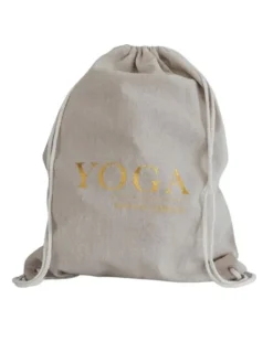 Hør rygsæk/mulepose med guld YOGA skrift