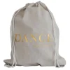 Hør rygsæk/mulepose med guld DANCE skrift