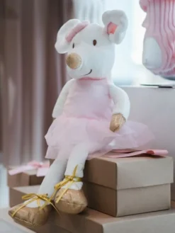 Hvid balletmus med tutu og balletsko