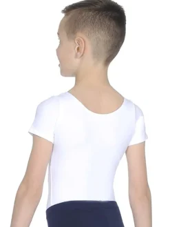 Hvid body med kort ærme til ballet drenge