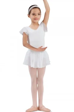 Hvid chiffon skørt med palietter til piger Bloch