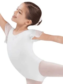 Hvid dragt til piger chiffon ærme med palietter Bloch