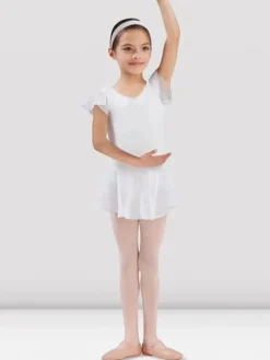 Hvid dragt til piger chiffon ærme med palietter Bloch