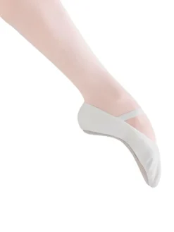 Hvide bløde balletsko i skind med fuldsål Bloch