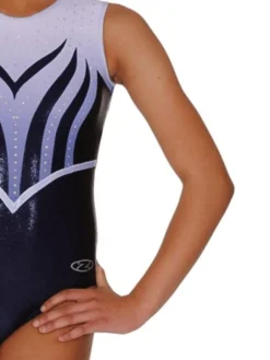 Hvid/sølv/blå ærmeløs gymnastikdragt til piger