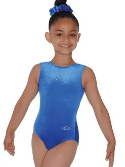 Kongeblå velour gymnastikdragt piger The zone