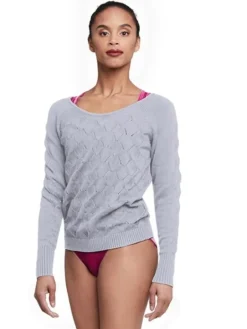 Lang bomuldsstrik fra Bloch - lysgrå