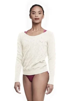 Lang bomuldsstrik fra Bloch - creme