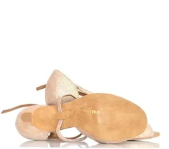 Lys guld brokade dansesko 5 cm hæl Rummos