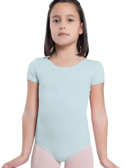Lyseblå dragt pige m.kort ærme ballet/gymnastik