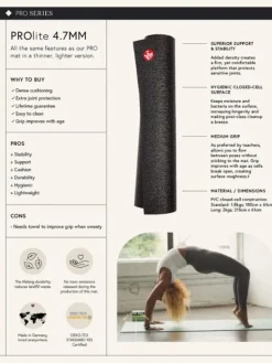 Manduka mørk grå PROlite måtte til yoga