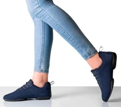 Mørkeblå sneaker åndbar strik til damer - Suny