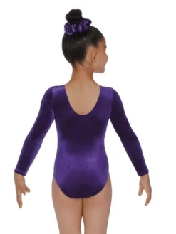 Mørkelilla velour gymnastikdragt piger The zone