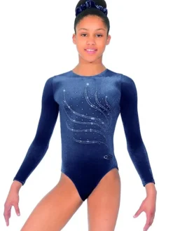 Navy velour gymnastikdragt piger The zone