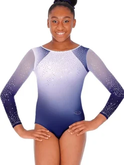 Navy/hvid gymnastikdragt med rhinsten til piger