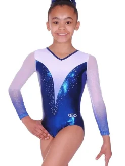 Navy/hvid skinnende gymnastikdragt piger The zone