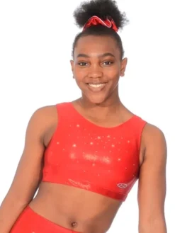 Rød blank kort gymnastiktop piger The zone