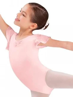 Rosa dragt til piger med chiffon ærme og palietter Bloch