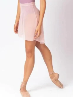 Rosa pull on mesh skørt fra Mara Dancewear