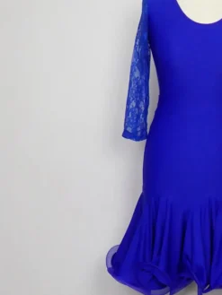 Royal blå dansebody med 3/4 blonde ærmer - Ready4dance