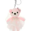 Sød ballet bamse nøglering i rosa