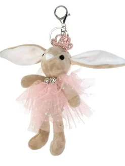 Sød balletkanin nøglering i beige