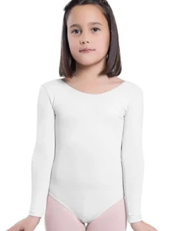 Seré hvid dragt m.langt ærme ballet/gymnastik