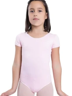 Seré rosa dragt m.kort ærme ballet/gymnastik
