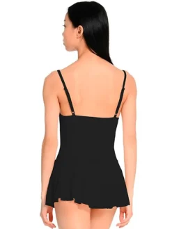 Seré sort dragt m. justerbare stropper og påsyet skørt