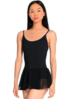 Seré sort dragt m. justerbare stropper og påsyet skørt