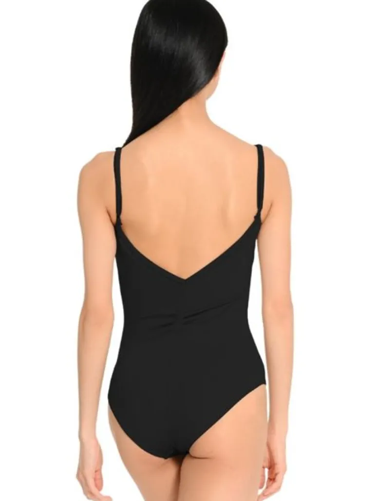 Seré sort dragt m. rynkedetaljer og justerbare stropper