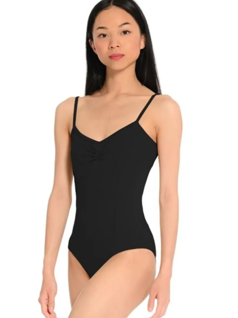 Seré sort dragt m. rynkedetaljer og justerbare stropper