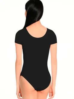 Seré sort dragt med korte ærmer ballet/gymnastik