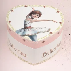 Smykkeskrin i hjerteform med Ballerina og musik